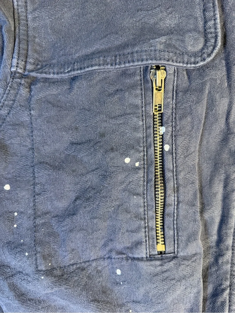 Free People Navy Blue Utility Military Jacket with Cargo Drawstring Small